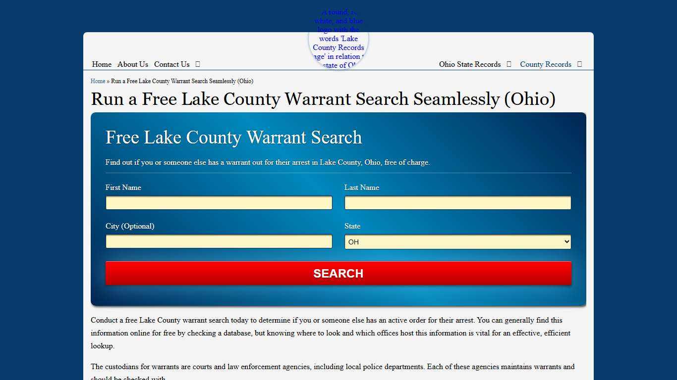 Run a Free Lake County Warrant Search Seamlessly (Ohio)